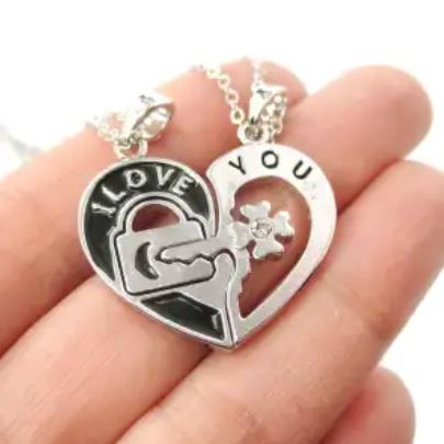 Set Of 2 Heart Design Couple’s Pendant, Ily