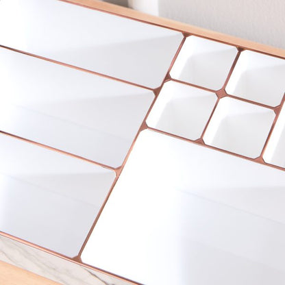 9 Compartment Marble Look jewellery Organiser Storage And Cosmetic Storage – White